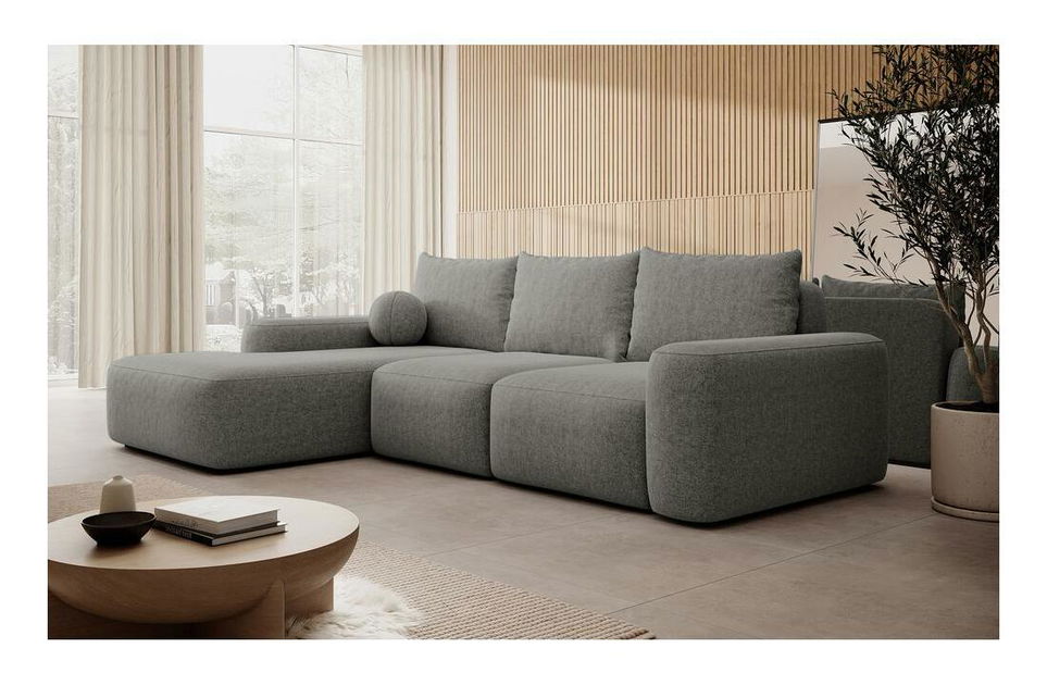 Rohová sedací souprava Carlito (L) (šedá tmavá + černá)