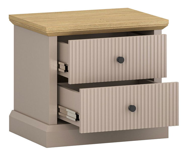 Noční stolek Indices (taupe + dub kamenný)