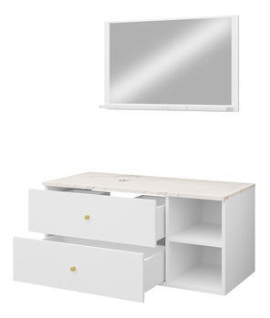 Koupelnový nábytek Kiago I (černá matná + mramor černý + zlatá) (s umyvadlem a sifonem)