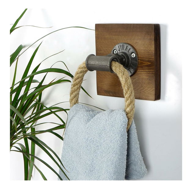 Nástěnný držák na utěrák Mapeno 8 (ořech + černá)