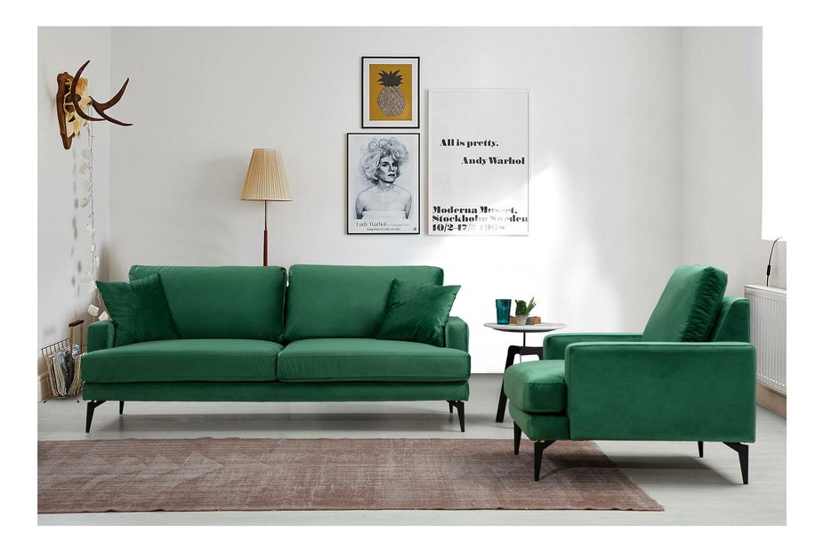 Pohovka dvousedačka Papirolla (zelená + černá)