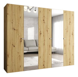 Šatní skříň 250 cm Parna 2 (dub artisan + stříbrná)