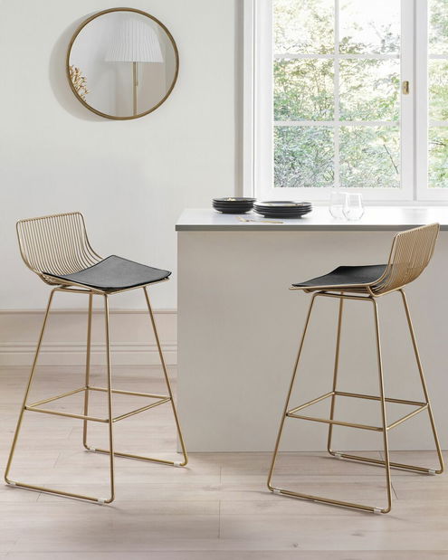 Set 2 ks barových židlí Fidelia (zlatá)