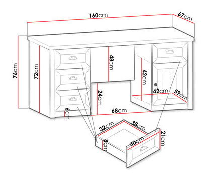 PC stolek Patrick PT1 (borovice andersen + dub lefkas tmavý)