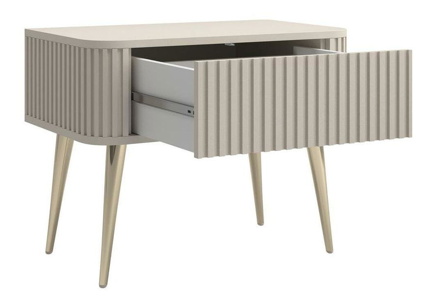 Noční stolek Oglio O1 (šedobéžová + zlatá)