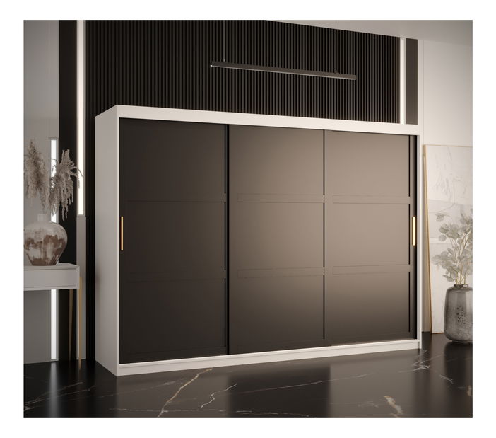 Šatní skříň Riven 1 250 (bílá matná + černá matná)