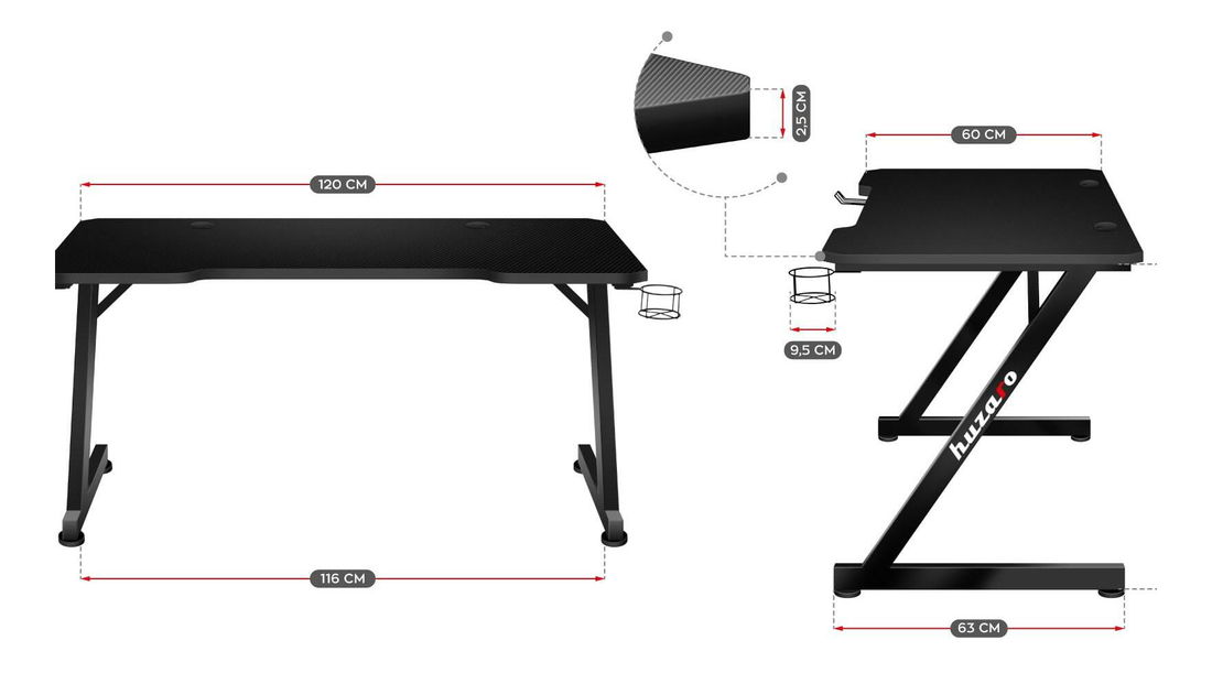 PC stolek Hyperion 2.5 (černá)
