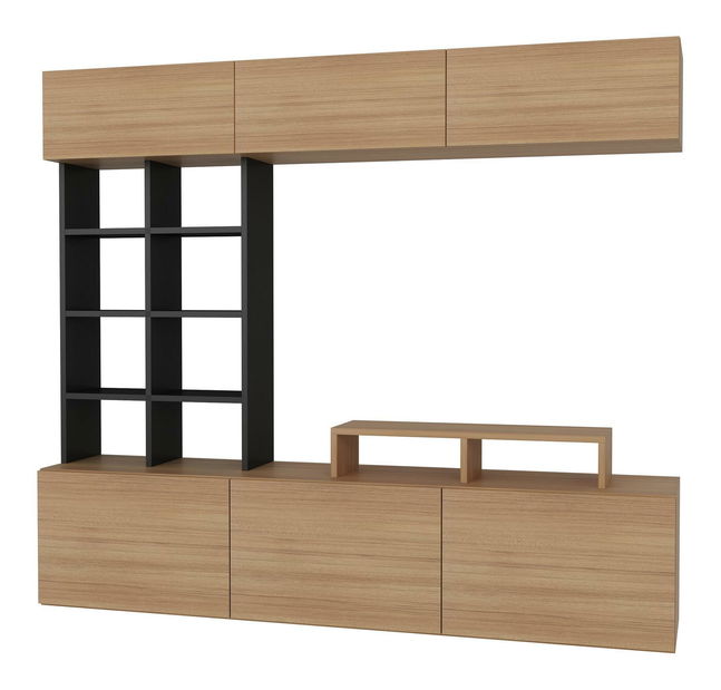 Obývací stěna Salsa (teakové dřevo + černá)