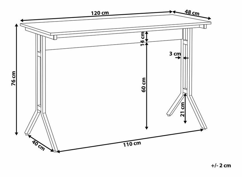 Psací stůl CRAW (120 x 48 cm) (MDF) (tmavé dřevo)