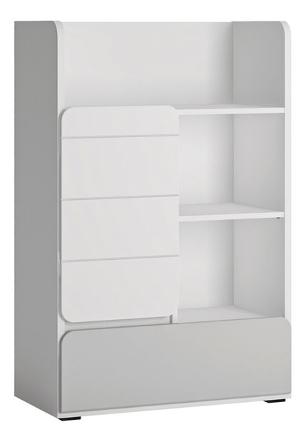 Regál Albunus R04 (bílá alpská + lesk šedý)