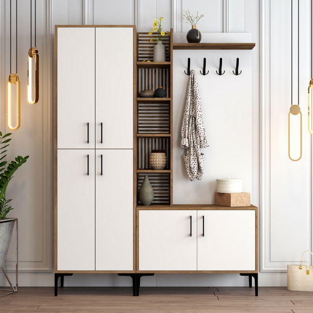 Předsíňová stěna Valery 5 (Ořech + Bílá)