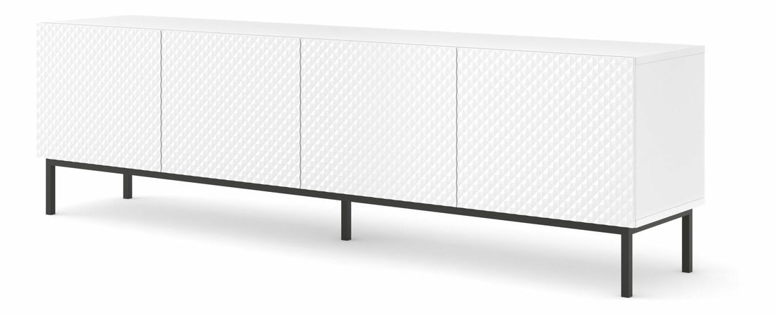 TV skříňka/stolek C 4D 200 Rowanna (bílá lesklá + černá)