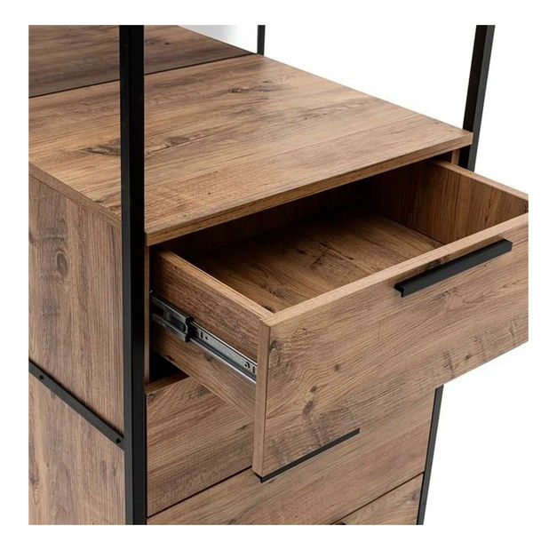 Regál Denoletta (se zrcadlem) (borovice atlantická + černá)