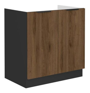 Dolní dřezová kuchyňská skříňka Monzesa 80 ZL 2F BB (ořech okapi + černá)