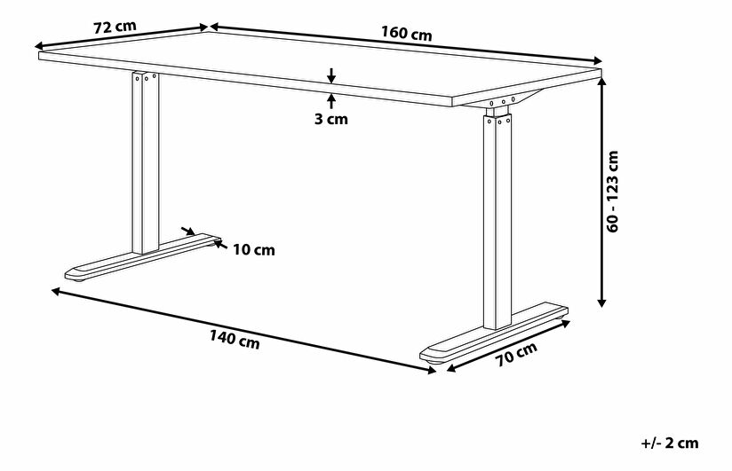 Psací stůl DEsIRA II (160x72 cm) (černá) (el. nastavitelný)