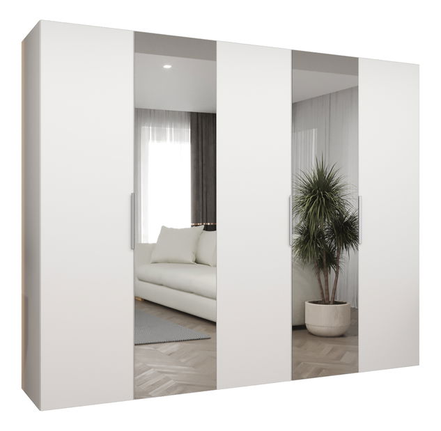 Šatní skříň 250 cm Mirabella 2 (bílá + kašmír)