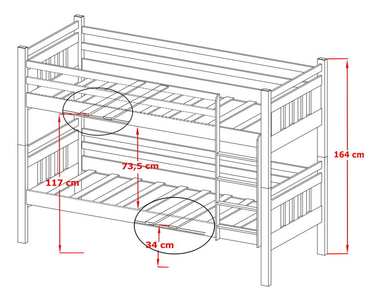 Dětská postel 80 cm ARAS (s roštem a úl. prostorem) (borovice)