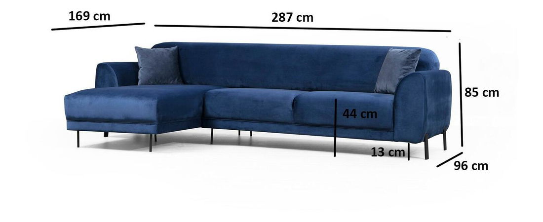 Rohová sedačka Imagetta (L) (námořnická modrá + černá)