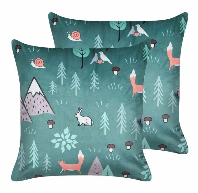 Sada 2 ozdobných polštářů 45 x 45 cm Foty (zelená)