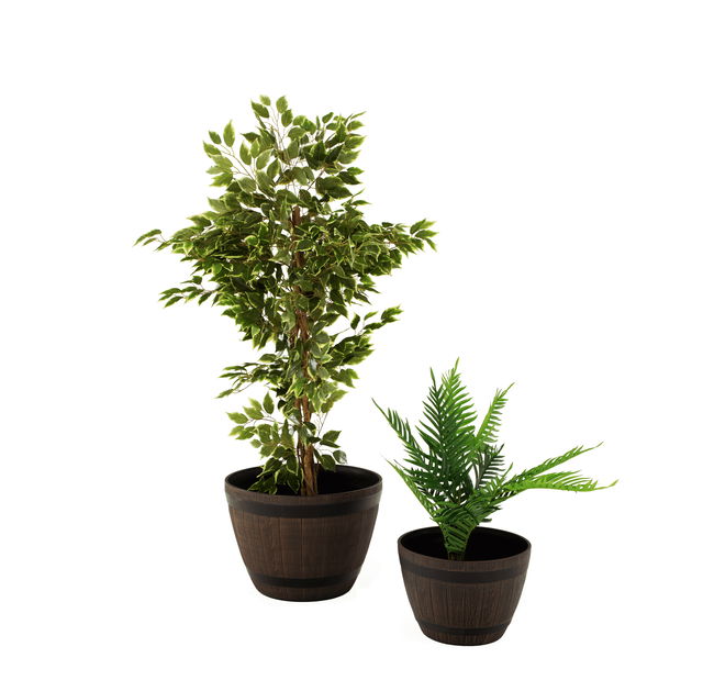 Plastový květináč Montreal Typ 2 (hnědý + vzor dřevo)