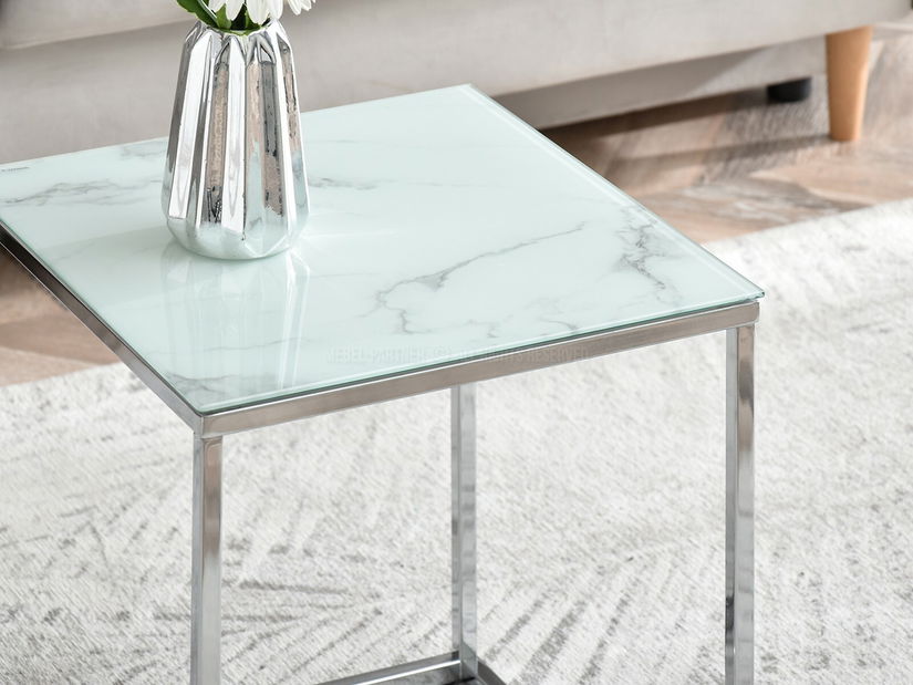 Konferenční stolek Bella S (bílá + chromová)