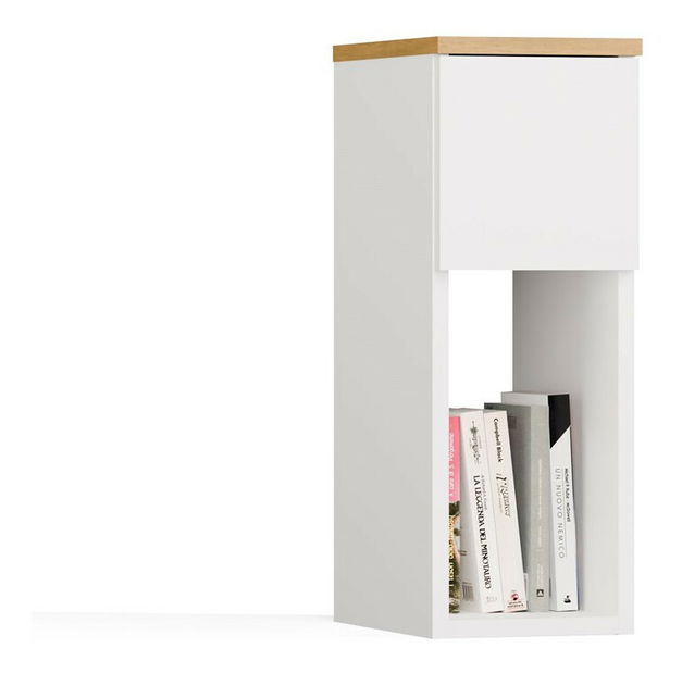 Noční stolek Gustaban 1 (bílá + dub artisan)