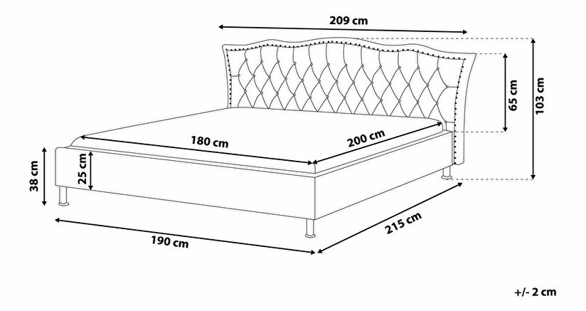 Manželská postel 180 cm MATH (s roštem) (bílá)