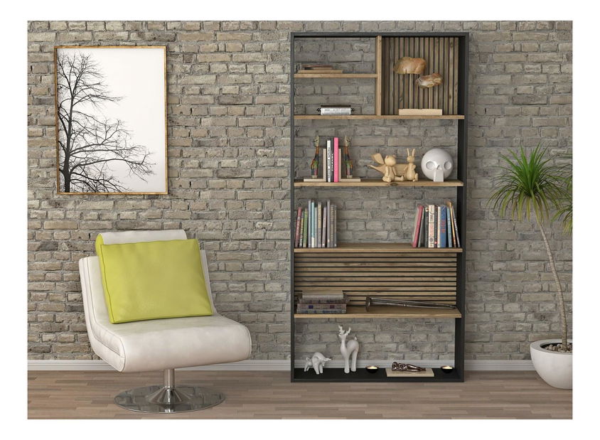 Regál Franc 34 (černé dřevo + borovice atlantická)