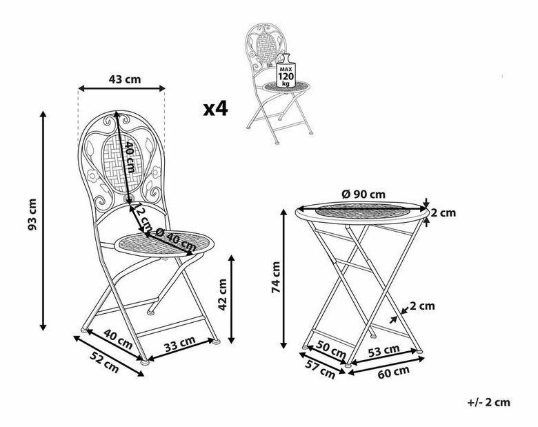 Zahradní set Basilia (krémově bílá) (pro 4 osoby)