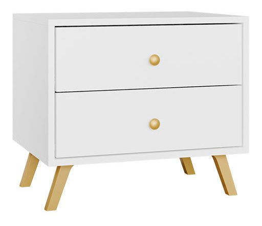 Noční stolek Astradon (bílá + zlatá)