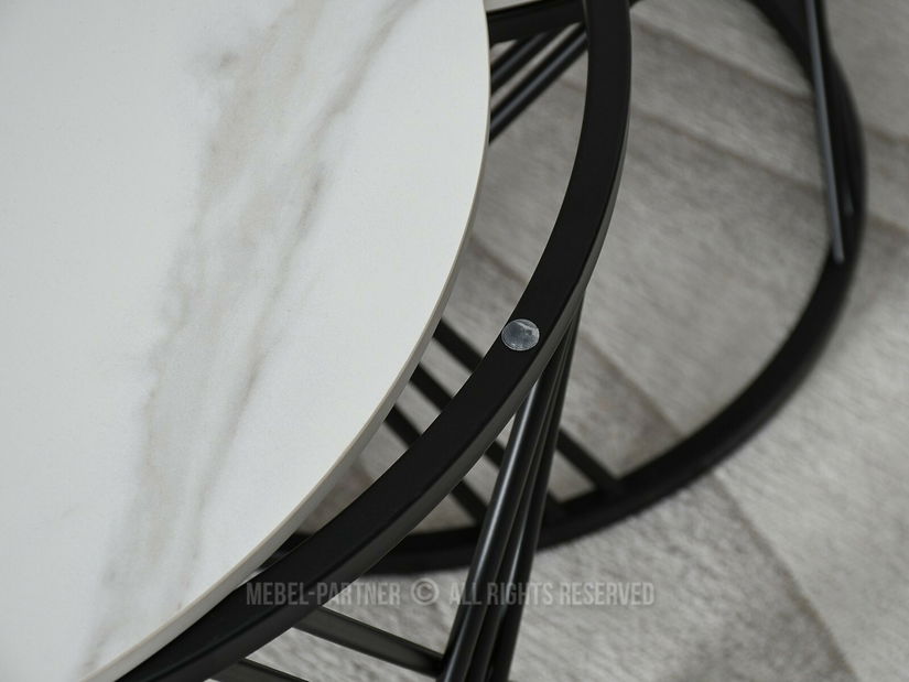 Konferenční stolek Rimini (bílý mramor + černá)