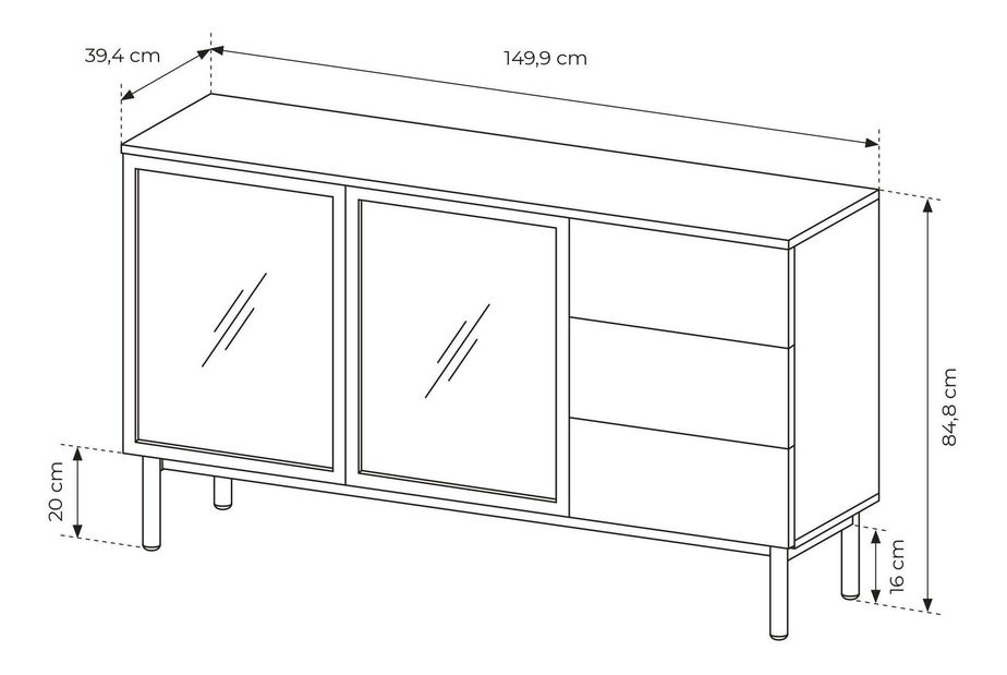 Komoda Lenge I (černá + dub coast evoke)