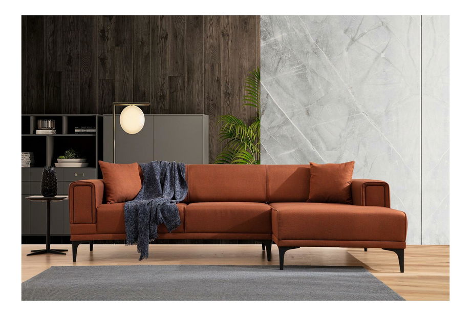 Rohová sedačka Horazotta (P) (cihlová + černá)