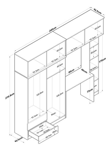 Studentská sestava Bivake 2 (ořech + bílá)