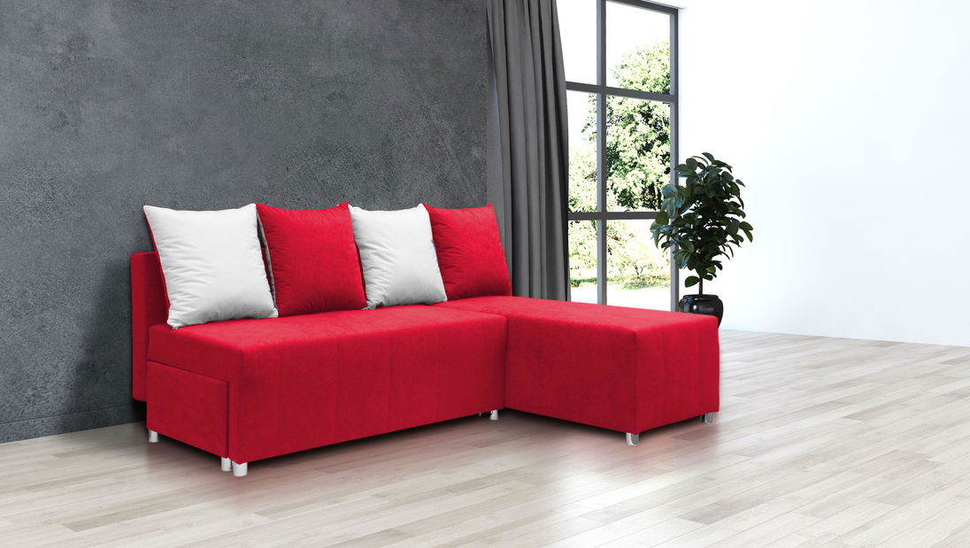 Rohová sedací souprava Briston (červená + polštáře)