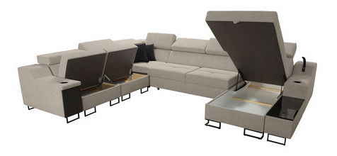 Rohová sedačka U Pesaruna VIII (terakota + béžová) (s úl. prostorem) (L)