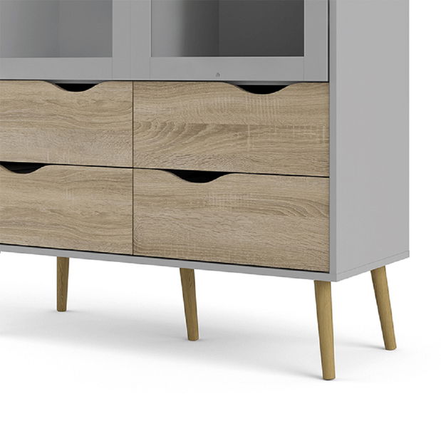 Vitrína Odell (bílá + dub sonoma)