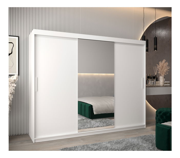 Šatní skříň 250 cm Toki 1 (Bílá matná + Černá matná)