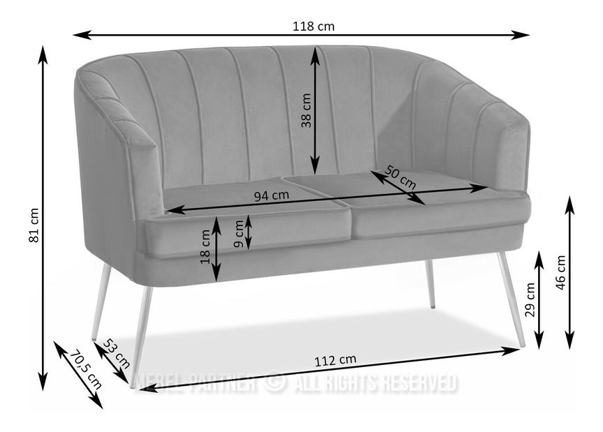 Pohovka Etimee S (měděná + černá)