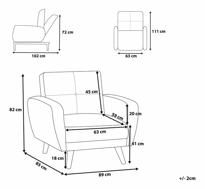 Křeslo Flong (světlešedá)