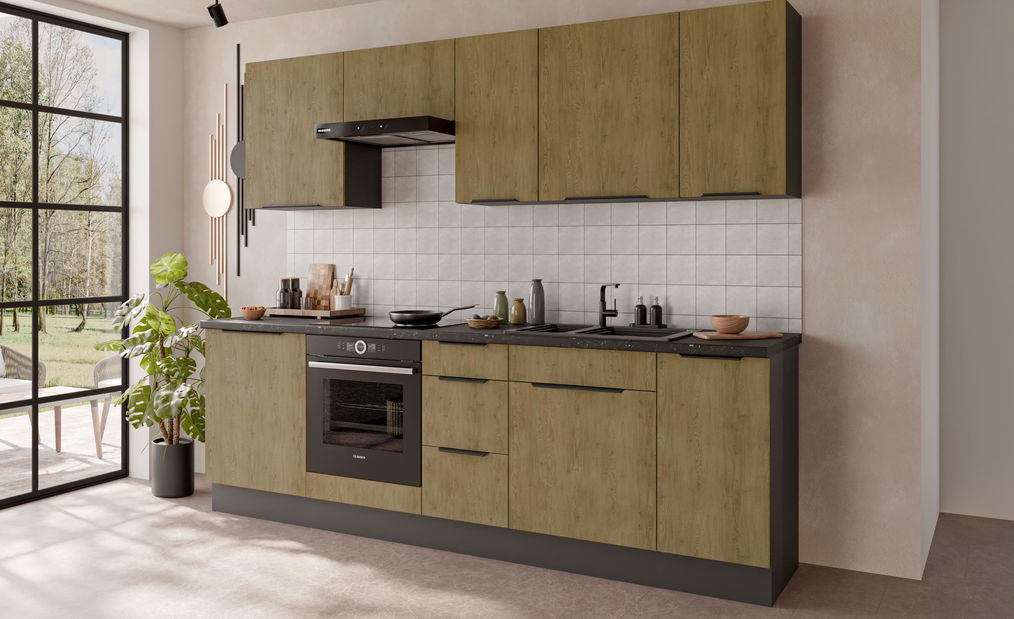 Kuchyně 260 cm Carminia 2 (dub cremona + antracit)