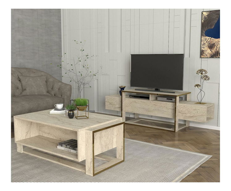 TV stolek/skříňka Biano (travertin)