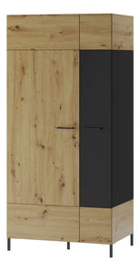 Šatní skříň Lorren 70 (dub artisan + černá matná)