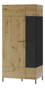 Šatní skříň Lorren 70 (dub artisan + černá matná)