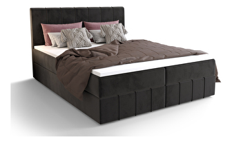 Manželská postel Boxspring 140 cm Barack (černá) (s matrací a úložným prostorem)