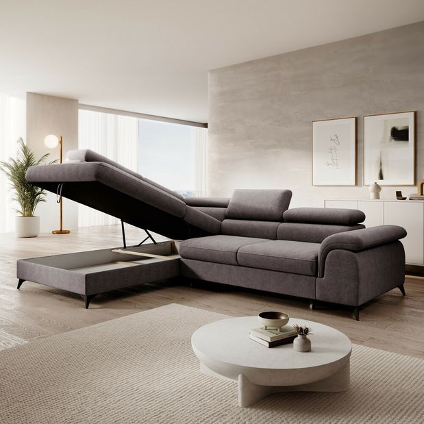 Rohová sedací souprava PONA (šedohnědá)