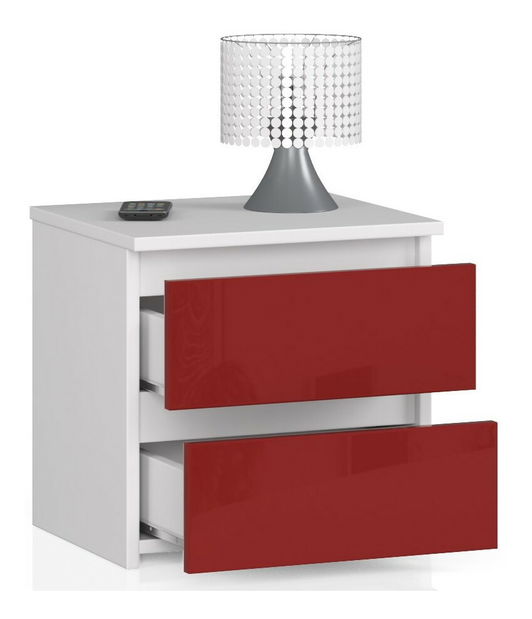 Noční stolek Cleania CL2 (červený lesk)