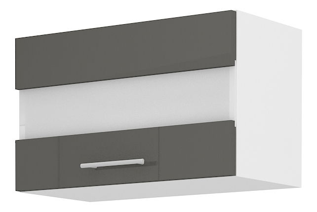 Horní kuchyňská skříňka Lavera 60 GUS36 1F (bílá + lesk šedý)