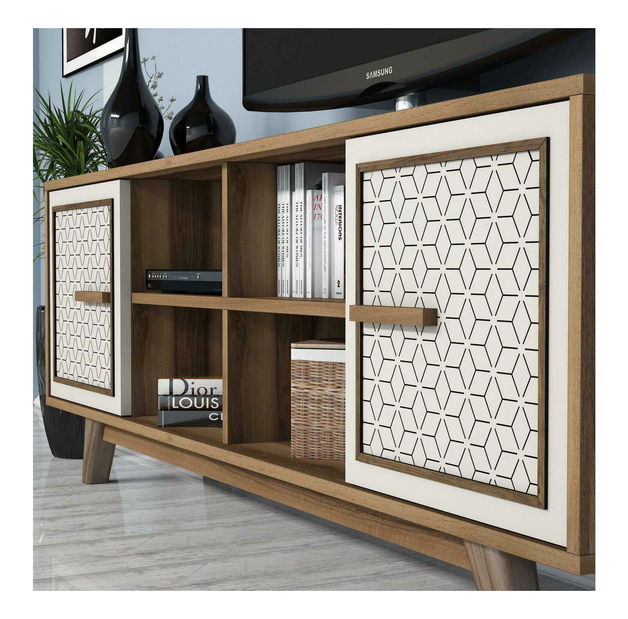 Obývací stěna Aysha (ořechová + krémová)