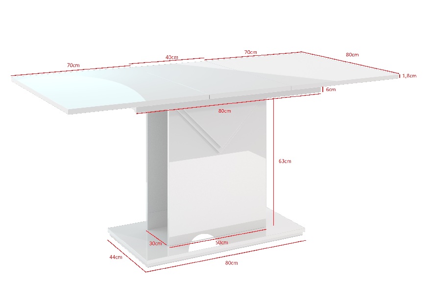 Jídelní stůl Tonfir (světle šedá + lesk bílý) (pro 6 až 8 osob)